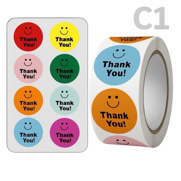 STICKERAFT Other - 1in Business Stickers, Smiley Face Stickers, Packaging for Small Business